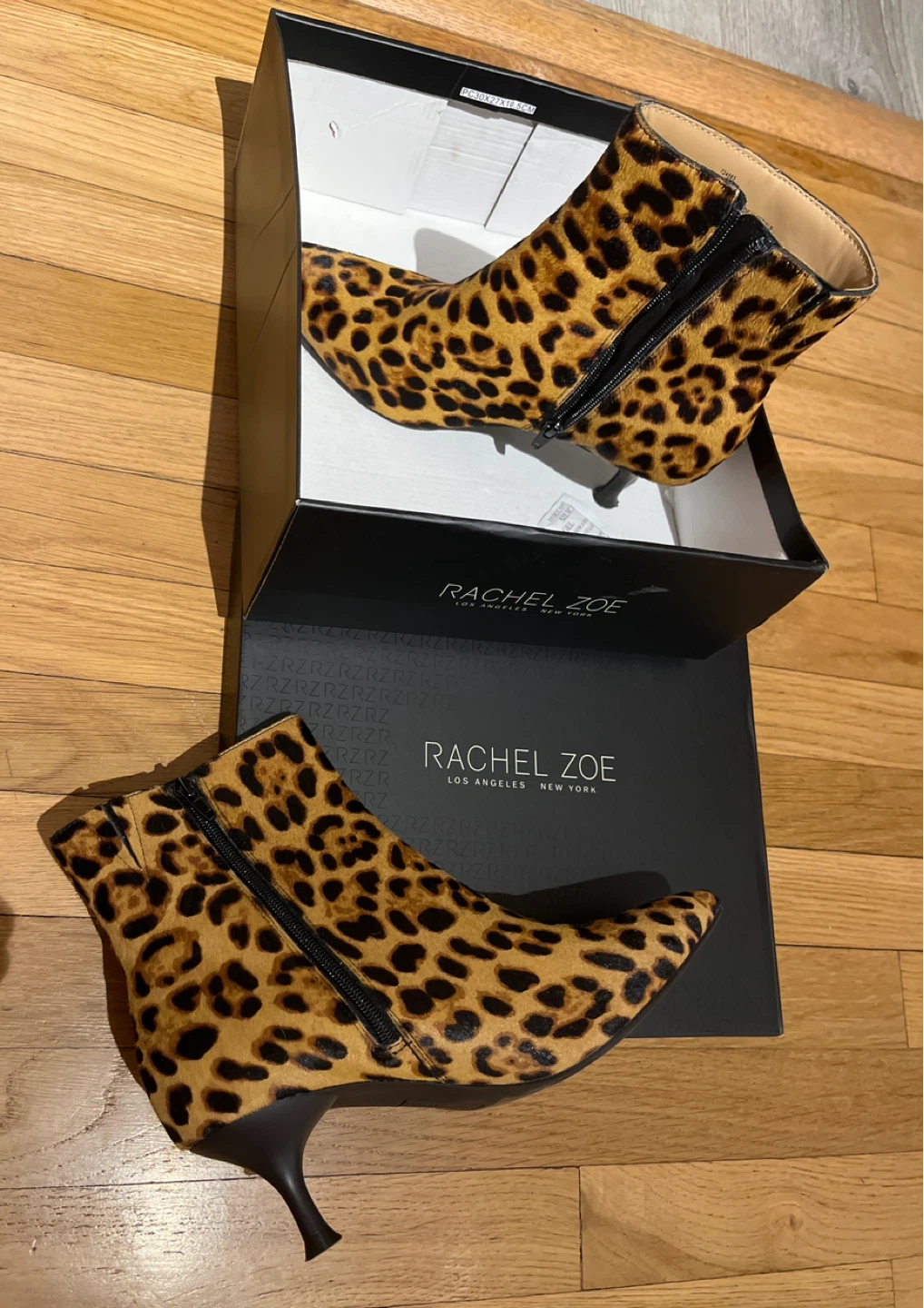 Rachel Zoe Leopard Print Heeled Ankle Boots - Size 9