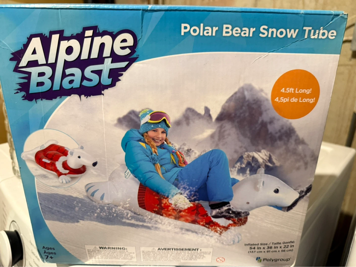 Alpine Blast Polar Bear Snow Tube - 4.5ft Long