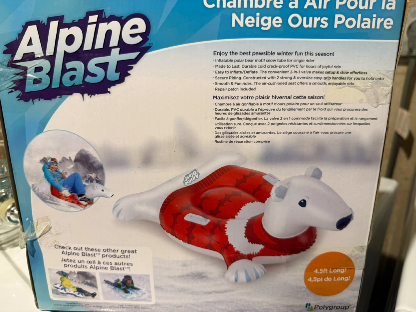 Alpine Blast Polar Bear Snow Tube - 4.5ft Long - photo 2