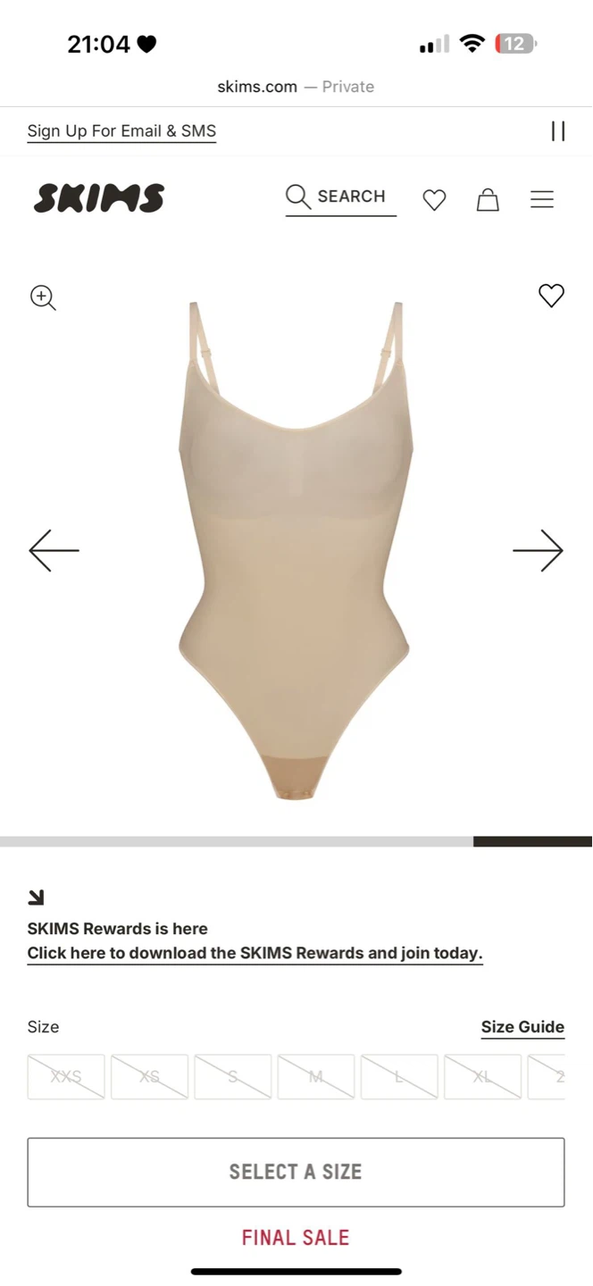 SKIMS Seamless Sculpt Brief Bodysuit - Size XL - Sand