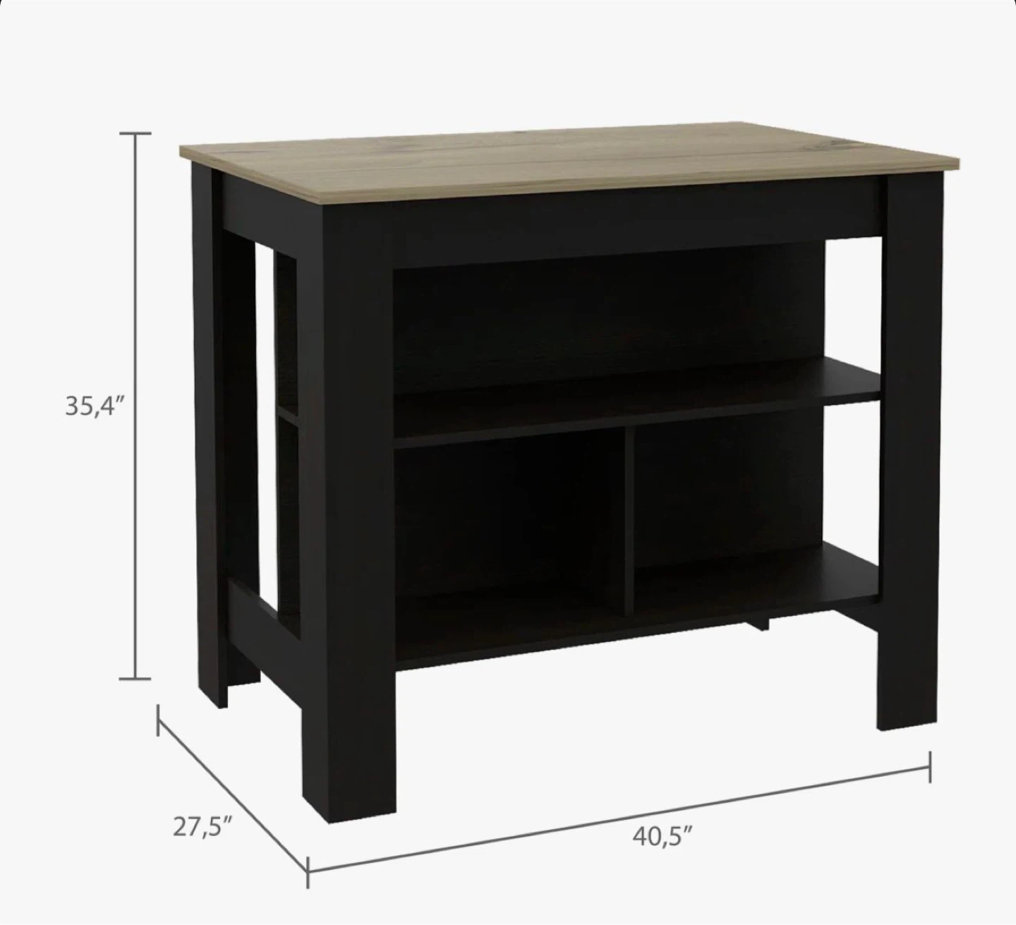 Black and Wood Kitchen Island with Shelving - photo 5