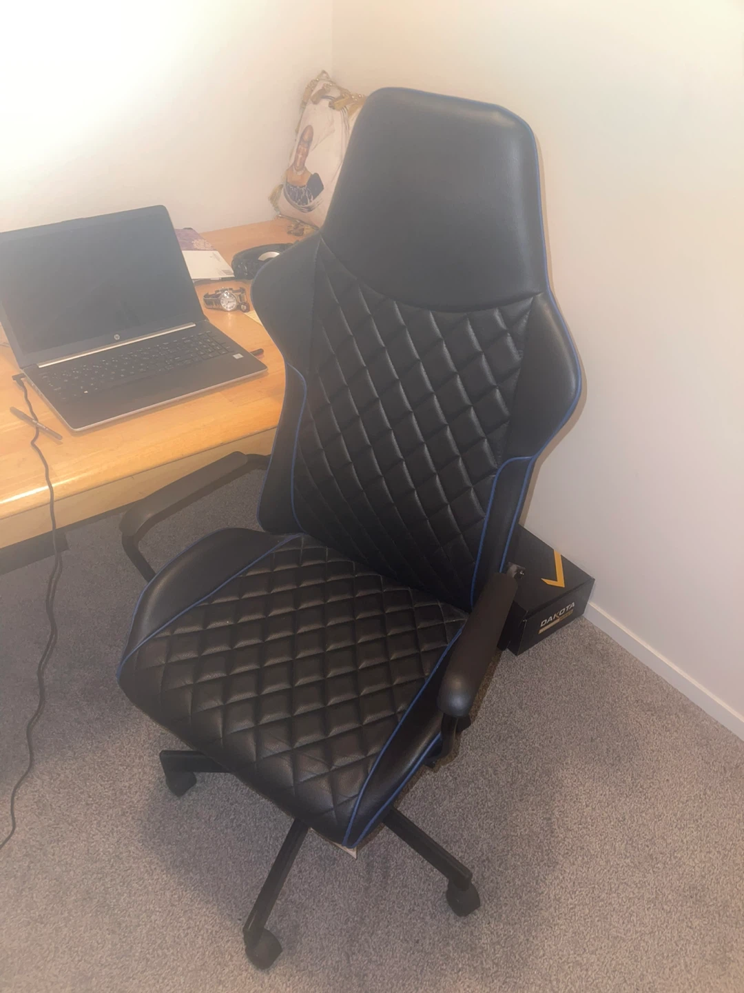 Black Gaming Chair with Blue Trim