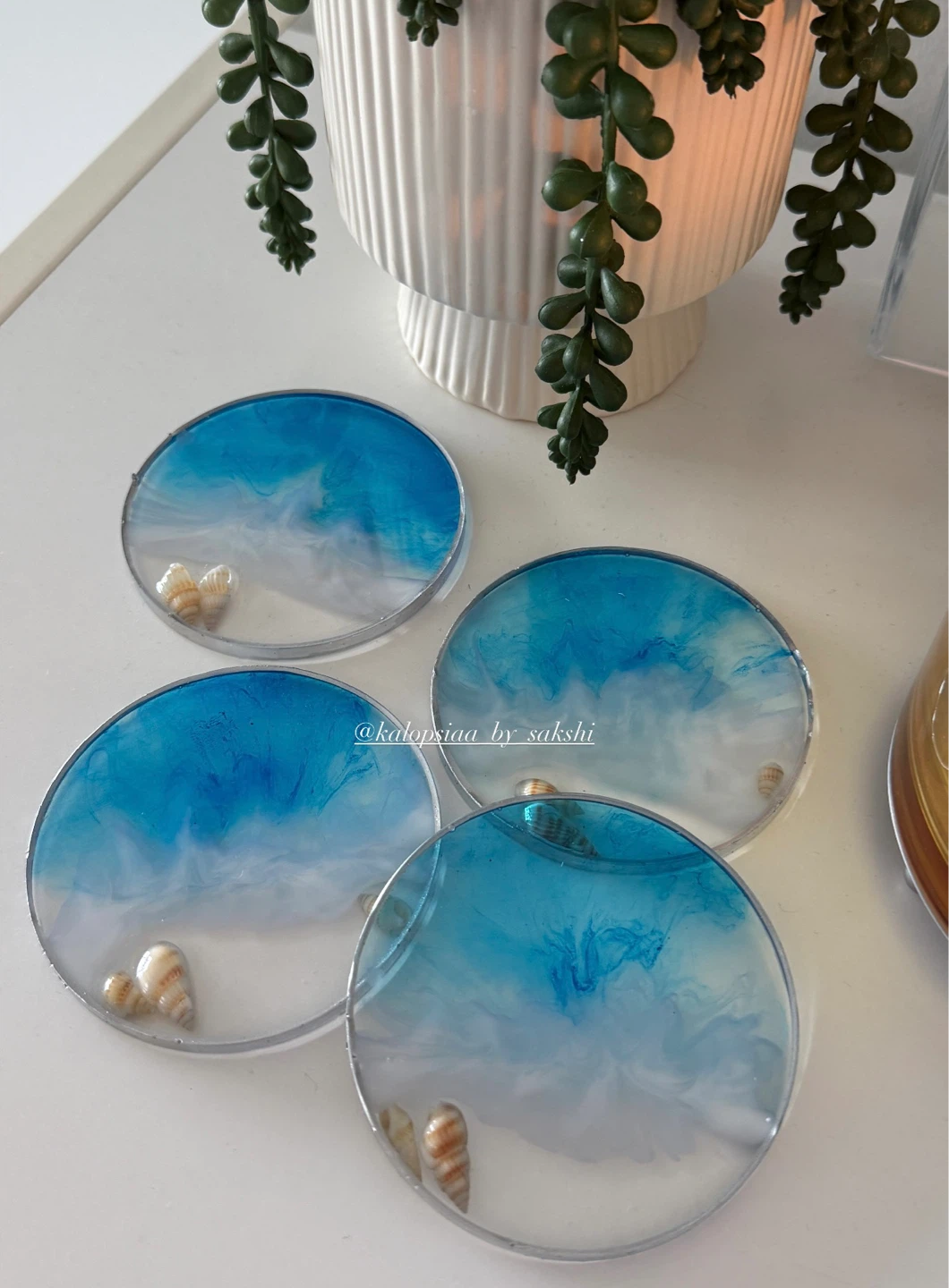Blue Wave Resin Coasters | Home Decor - photo 3