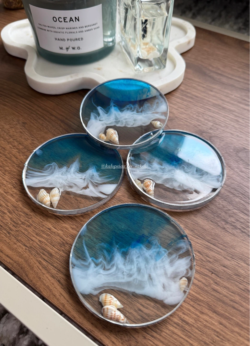 Blue Wave Resin Coasters | Home Decor