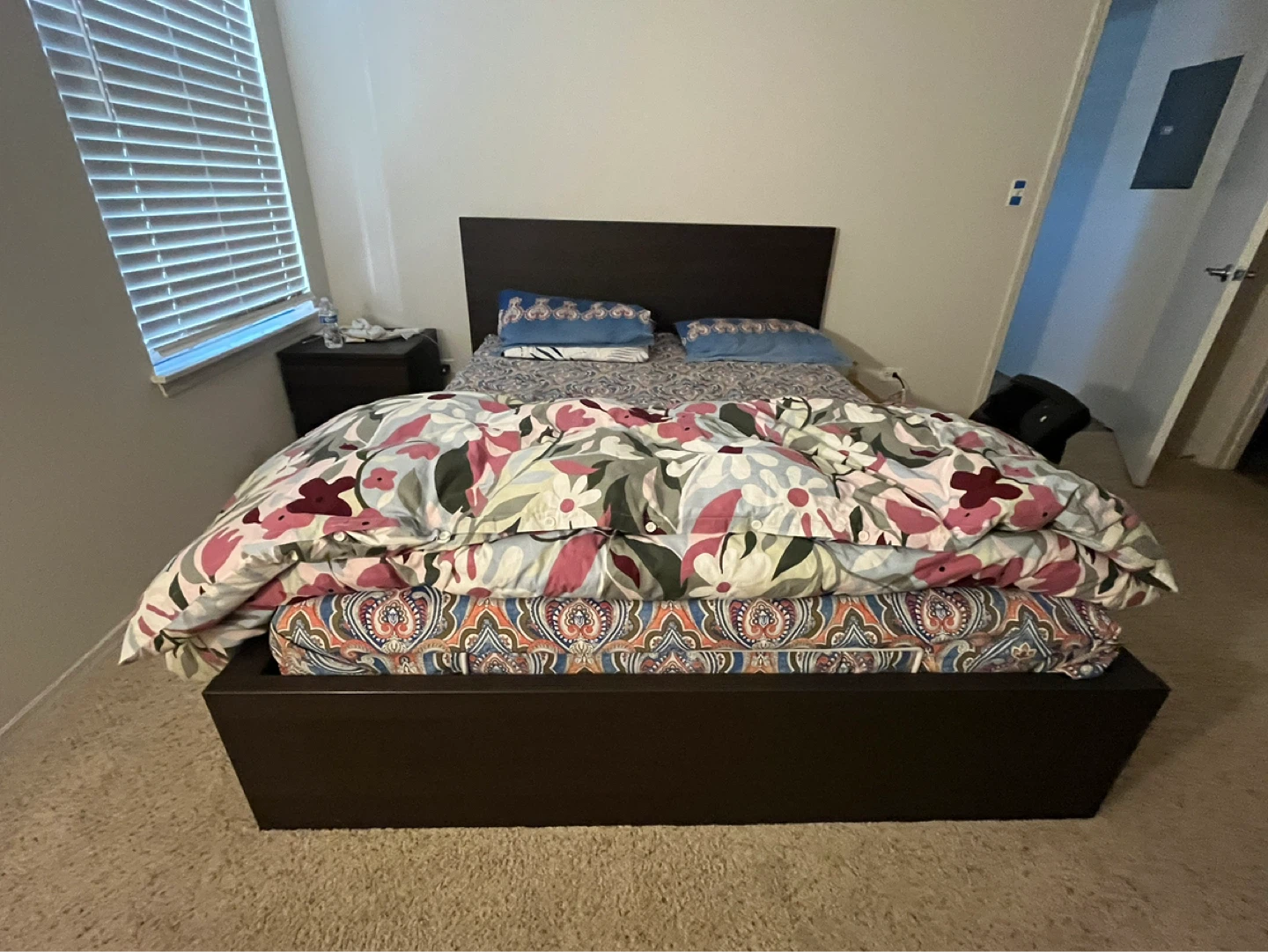 Dark Brown Queen Bed Frame with Headboard