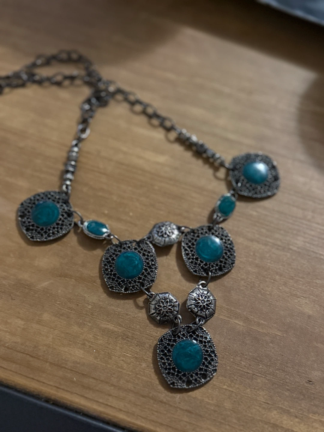 Bohemian style necklace with turquoise accents