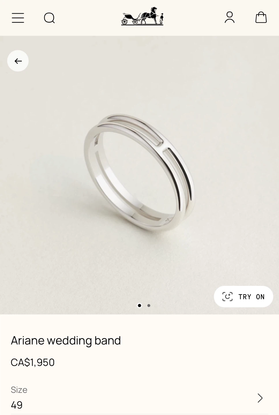 Hermès Ariane Wedding Band - Size 50 - photo 2