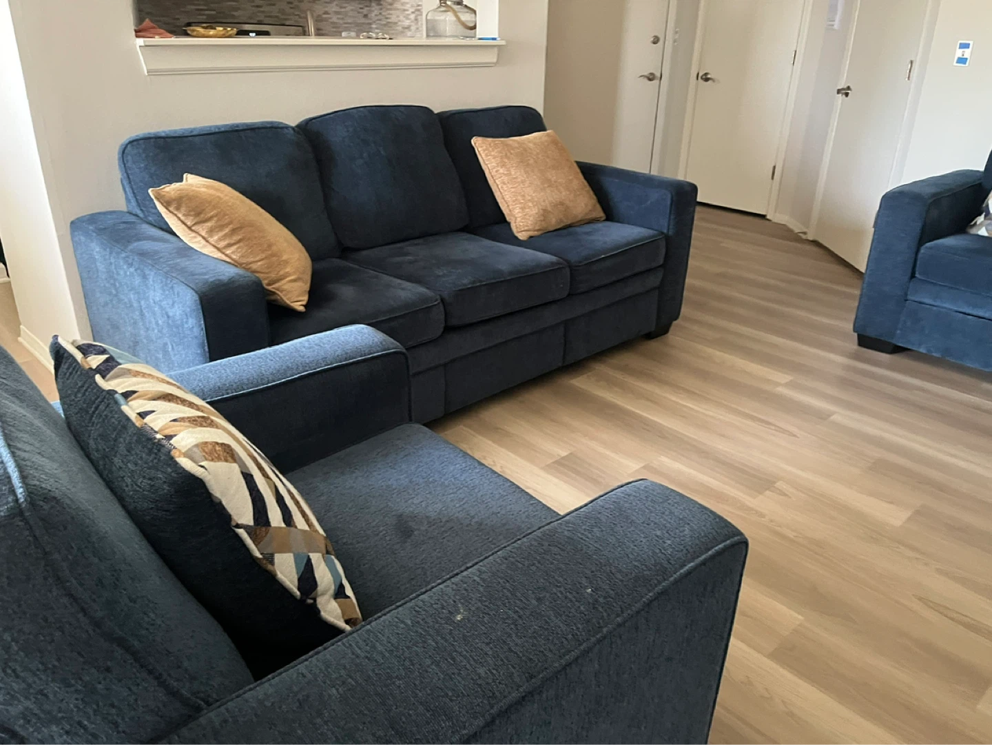 Blue Fabric Sofa Set - photo 2