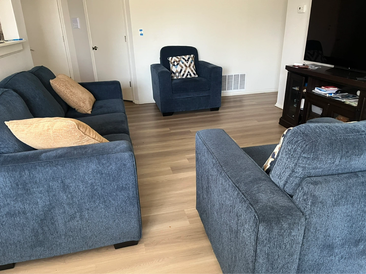 Blue Fabric Sofa Set - photo 3