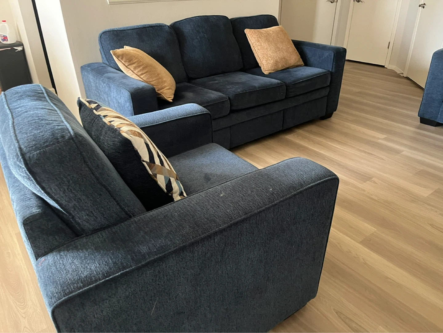 Blue Fabric Sofa Set - photo 4