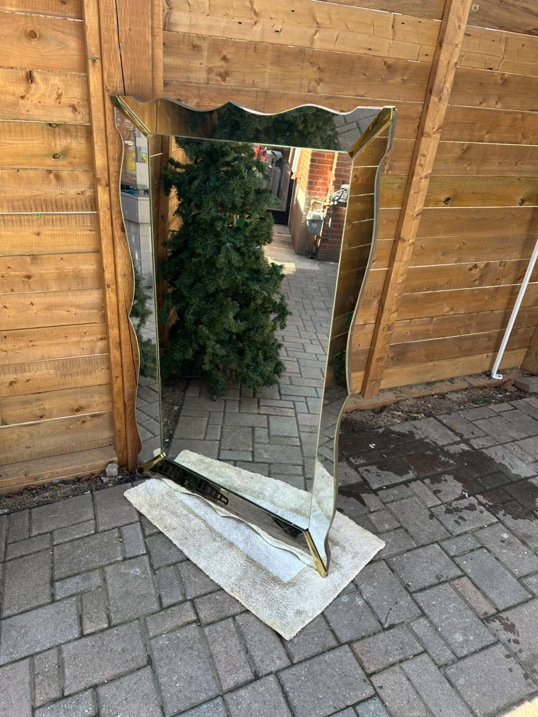 Ornate Gold Trim Wavy Mirror