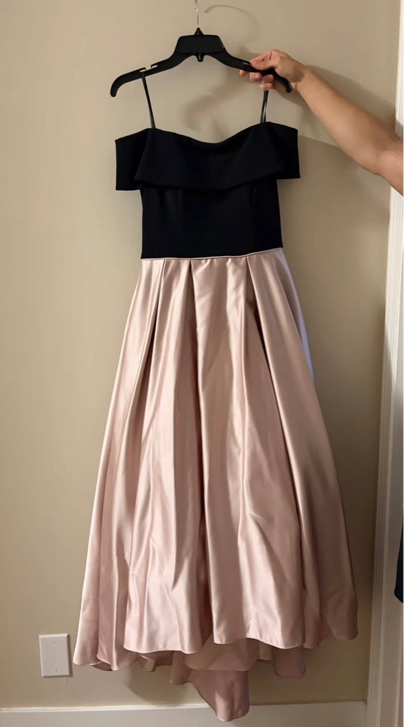 Black and Pink Off-the-Shoulder Formal Dress