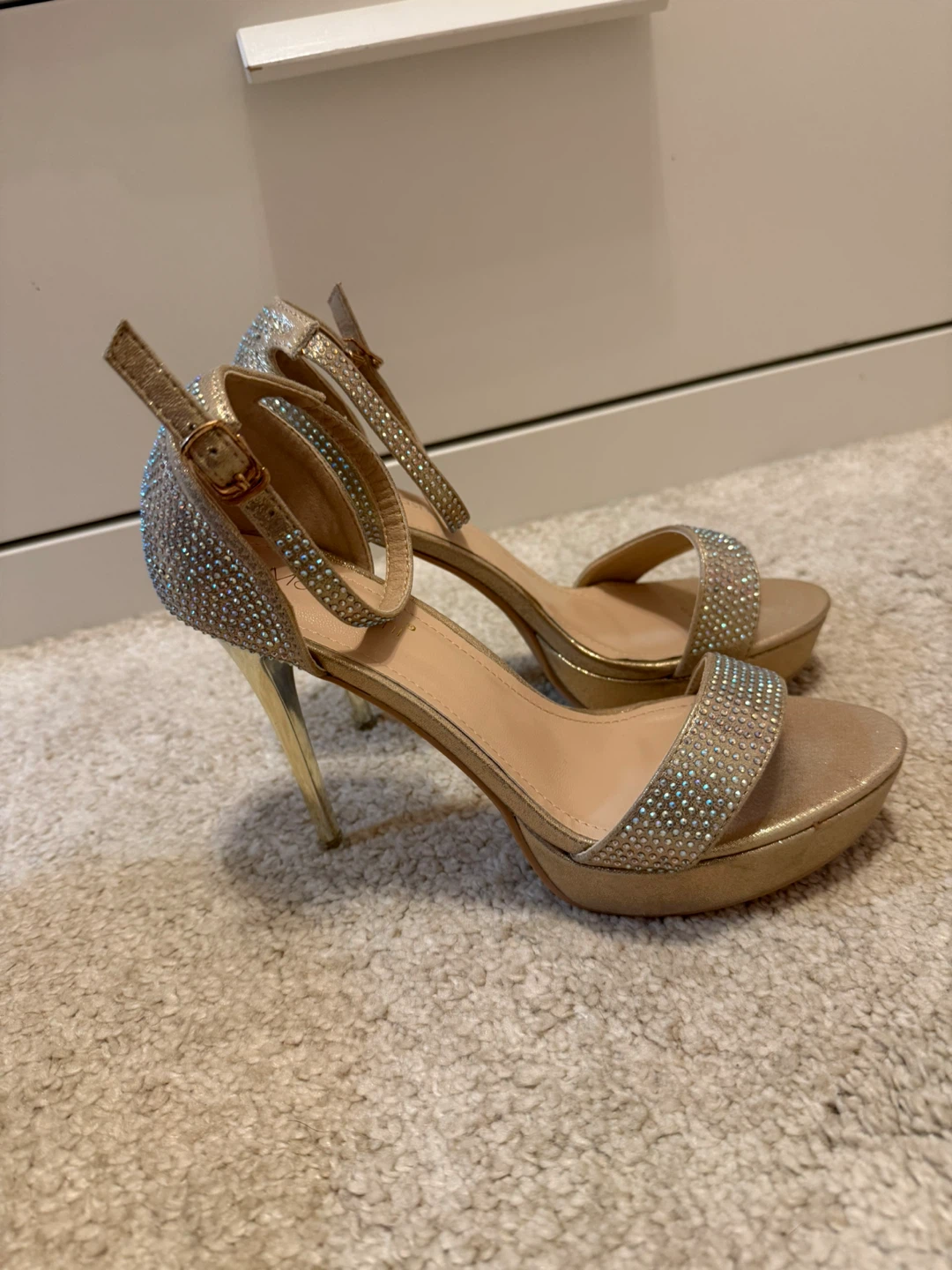 Gold Embellished Stiletto Heels - Size 39