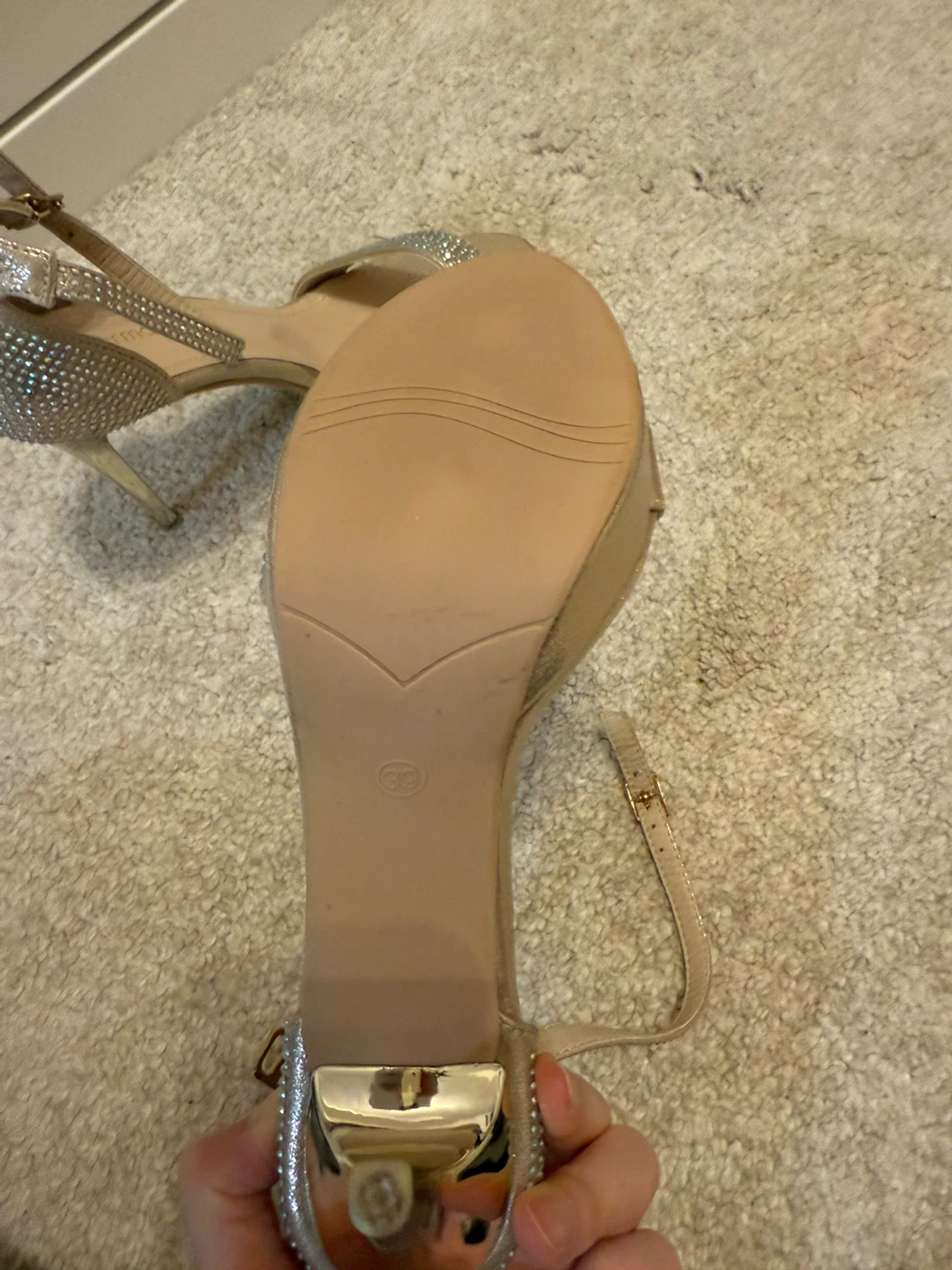Gold Embellished Stiletto Heels - Size 39 - photo 2
