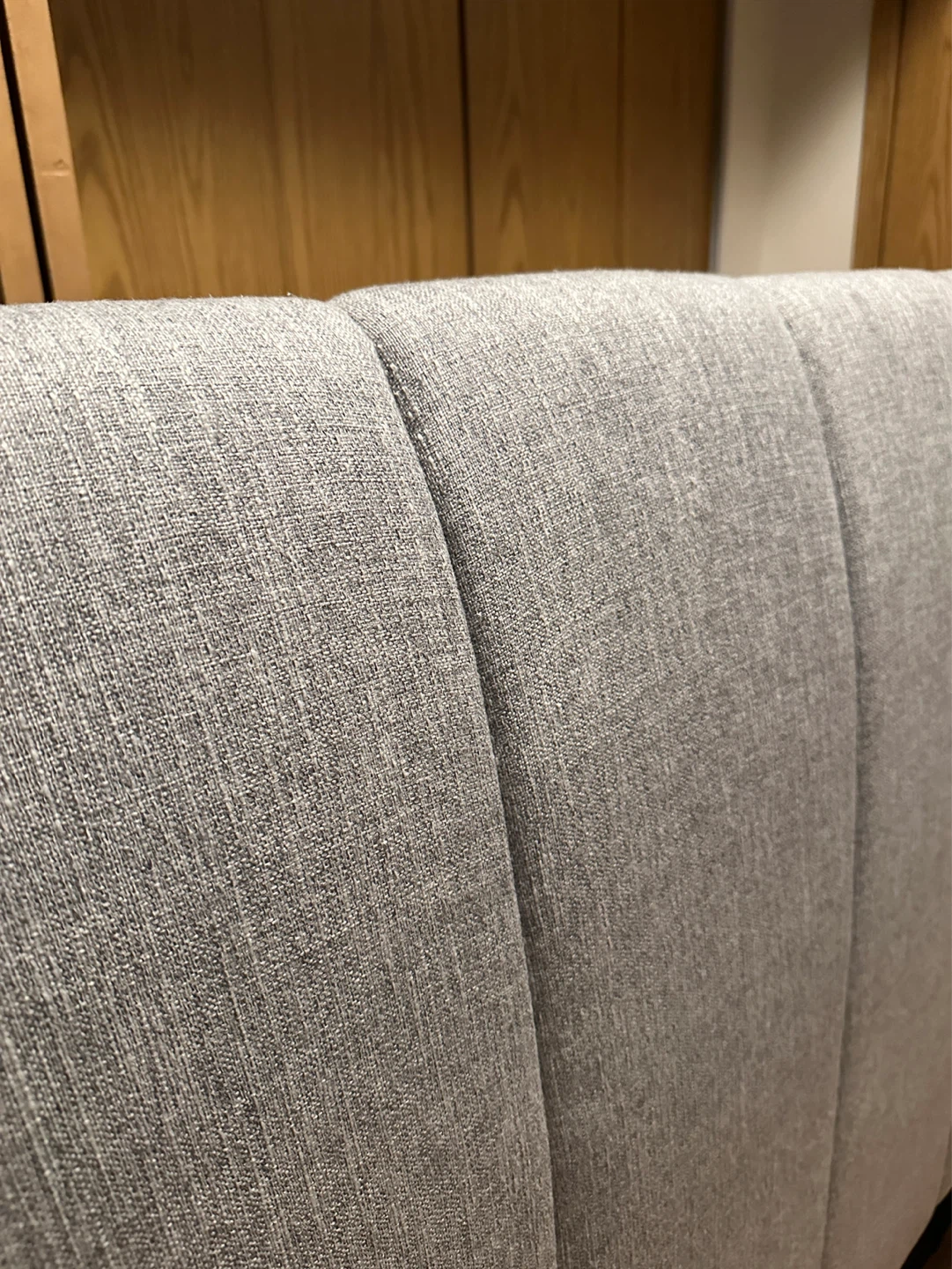 Grey Upholstered Queen Bed Frame with Wooden Slats - photo 5