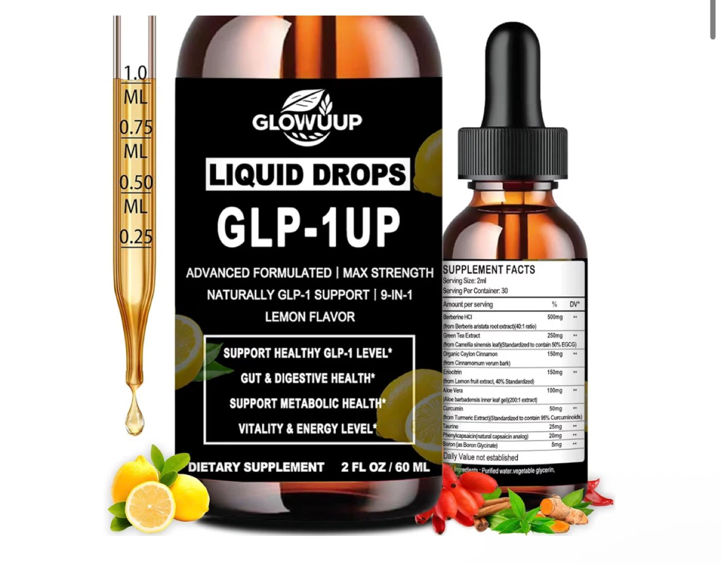 Glowuup GLP-1 UP Liquid Drops - Lemon Flavor