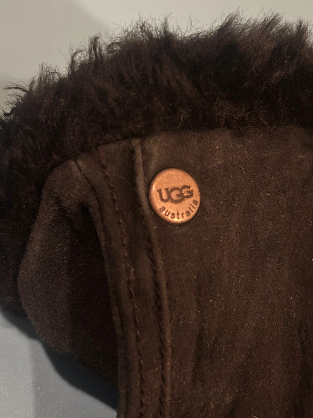 UGG Australia Black Suede Fur Trim Gloves - photo 5