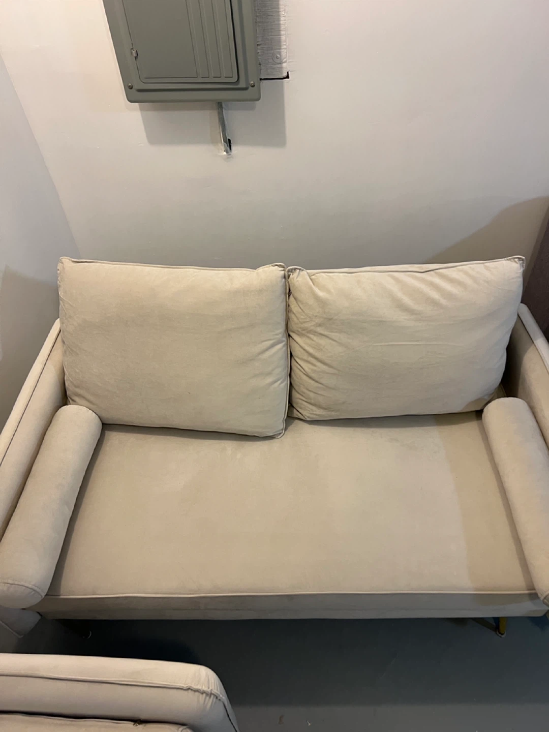Light Beige Velvet Loveseat and Sofa - photo 5