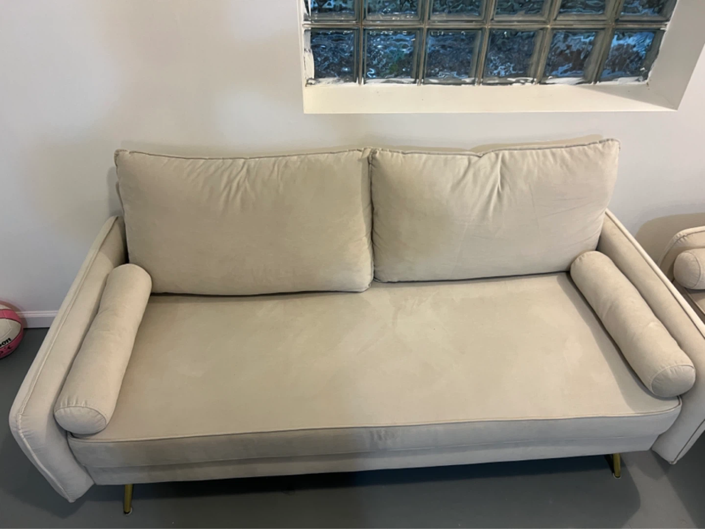 Light Beige Velvet Loveseat and Sofa - photo 3