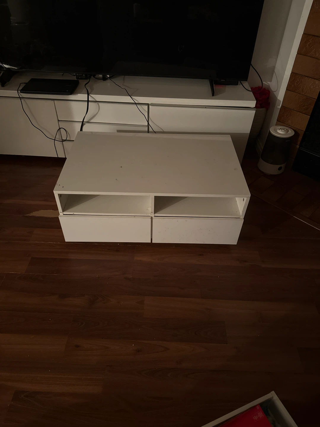 White Coffee Table with Drawers and LED Lights - photo 3