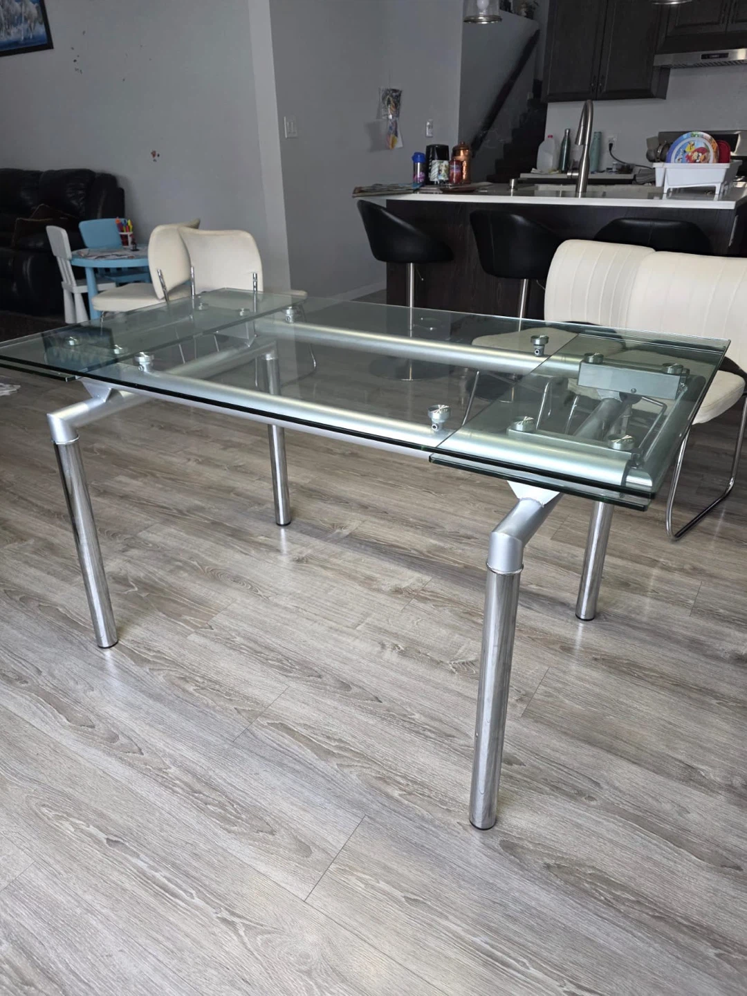 Glass Dining Table with Chrome Legs