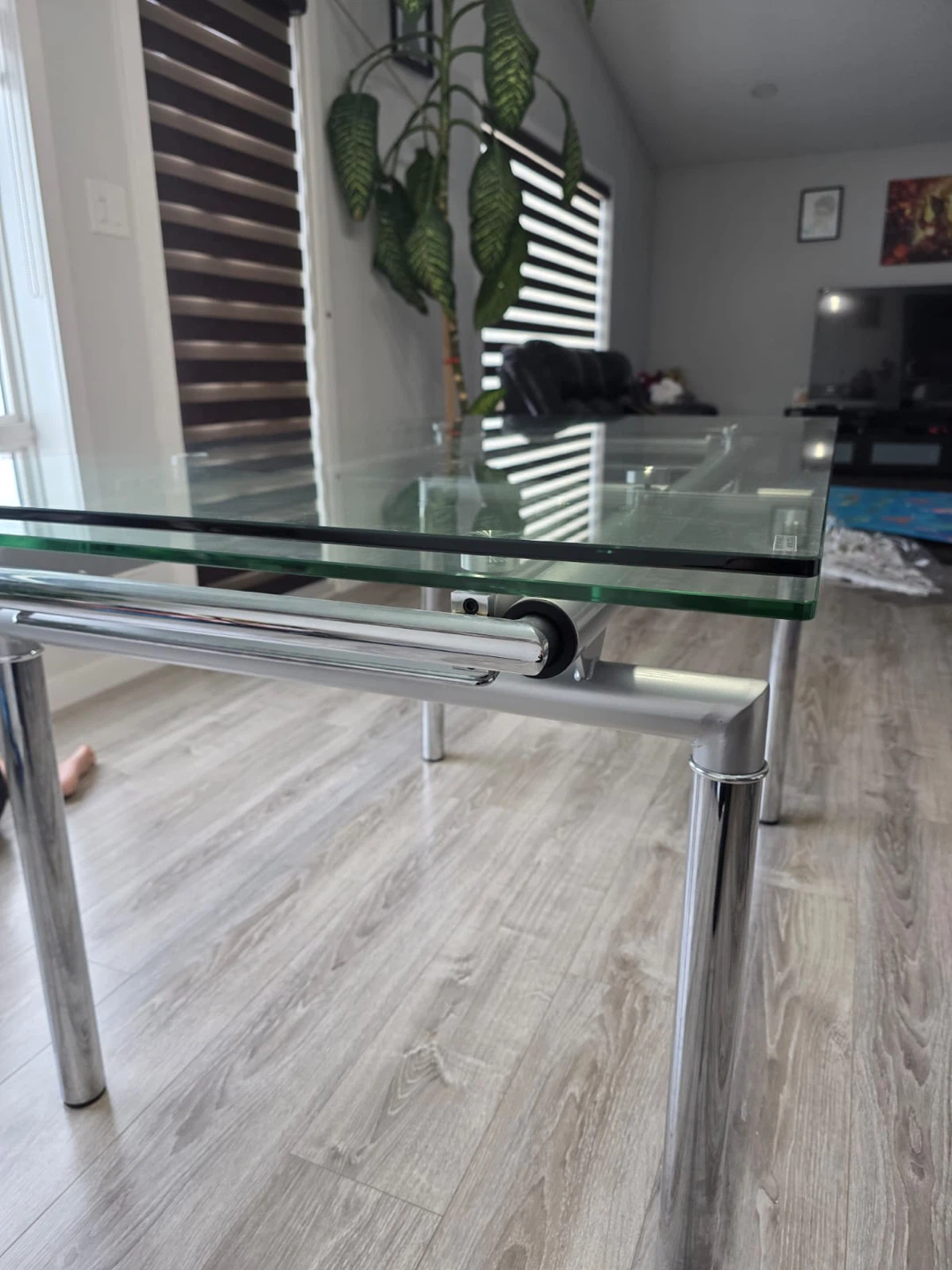 Glass Dining Table with Chrome Legs - photo 3