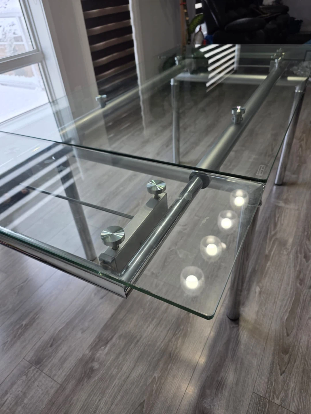 Glass Dining Table with Chrome Legs - photo 4