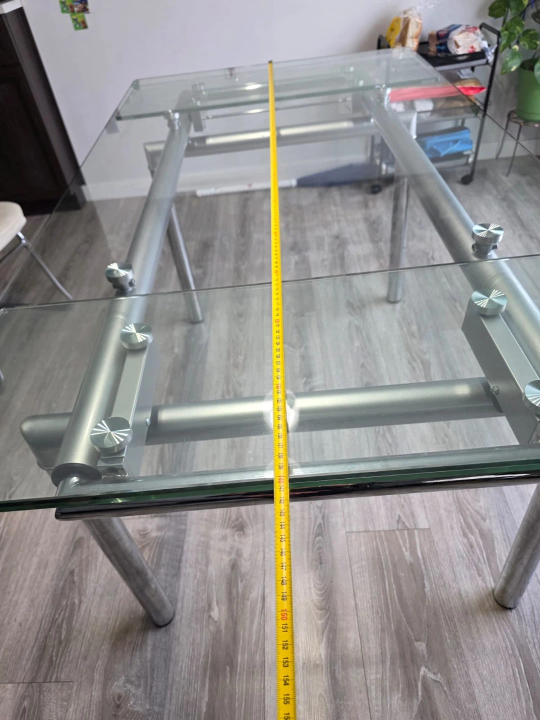 Glass Dining Table with Chrome Legs - photo 5