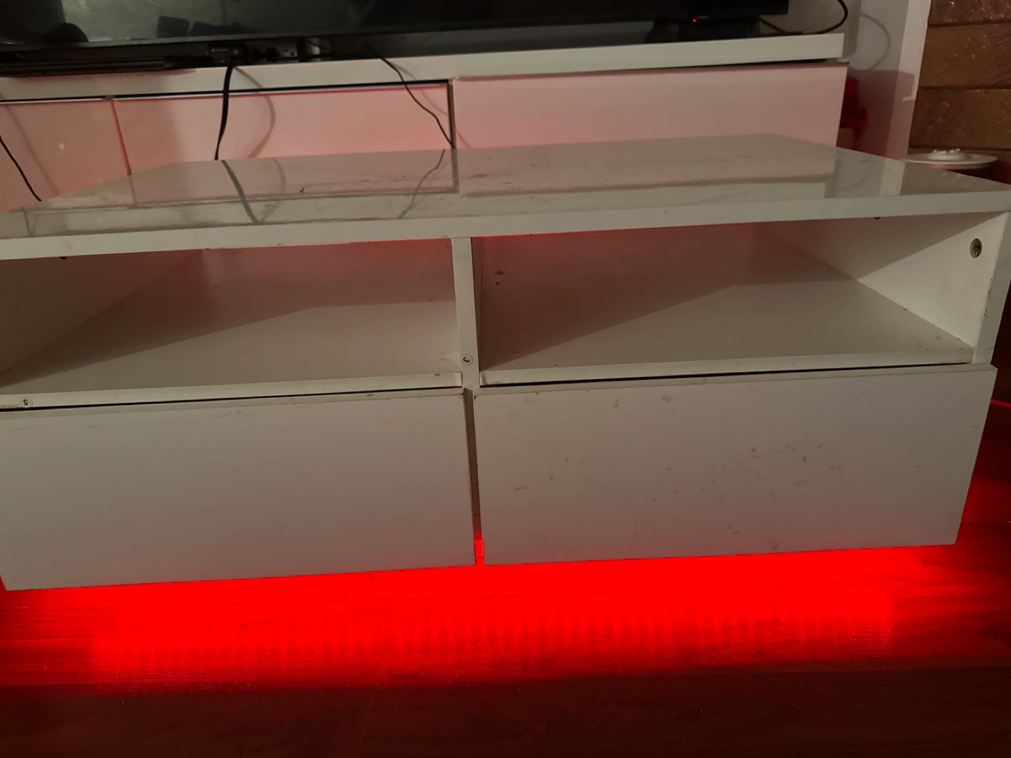 White Coffee Table with Drawers and LED Lights - photo 5