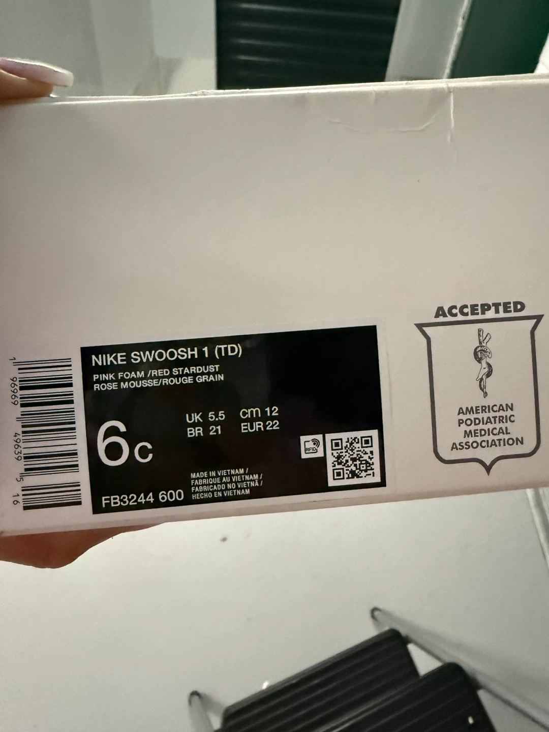 Nike Swoosh 1 TD Pink Toddler Shoes size 6C
