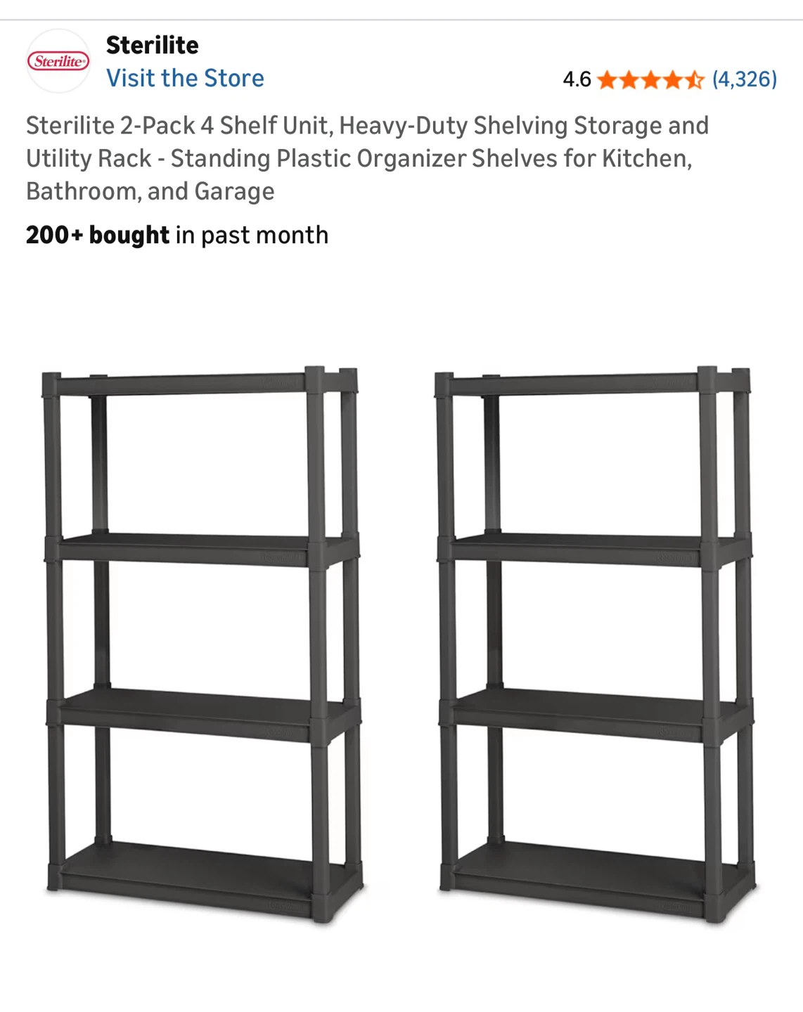 Set of Two Sterilite 4-Shelf Units NIB