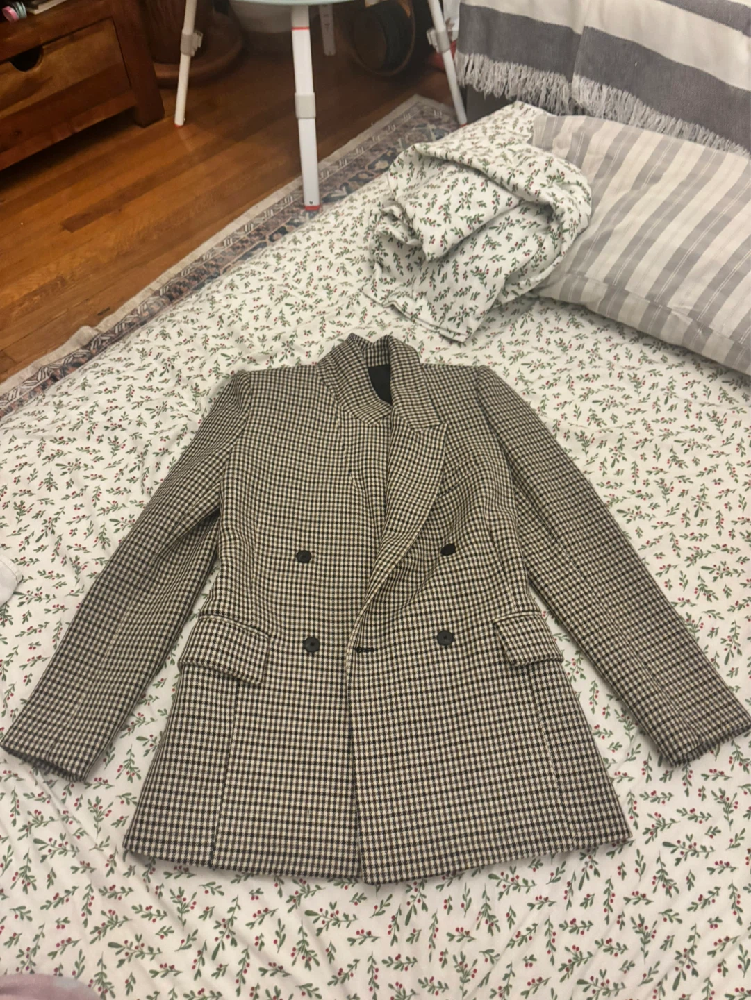 Zara Women's Houndstooth Double-Breasted Blazer - Size S