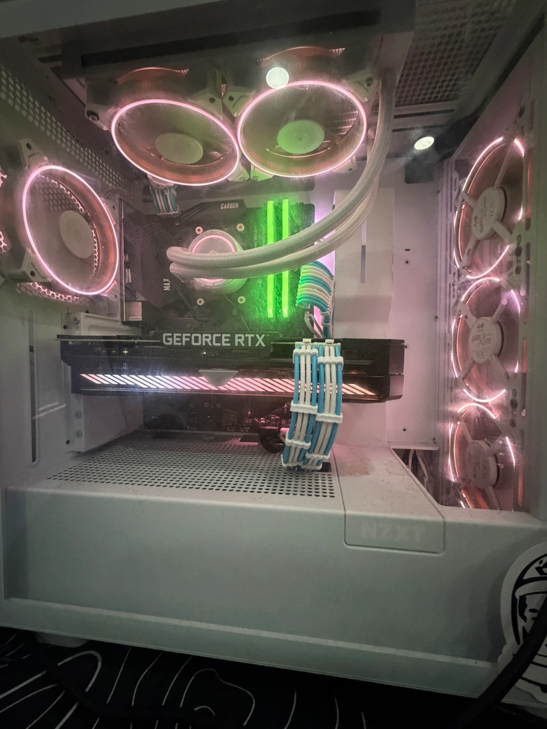 NZXT PC Case with Custom Cables and RGB Lighting