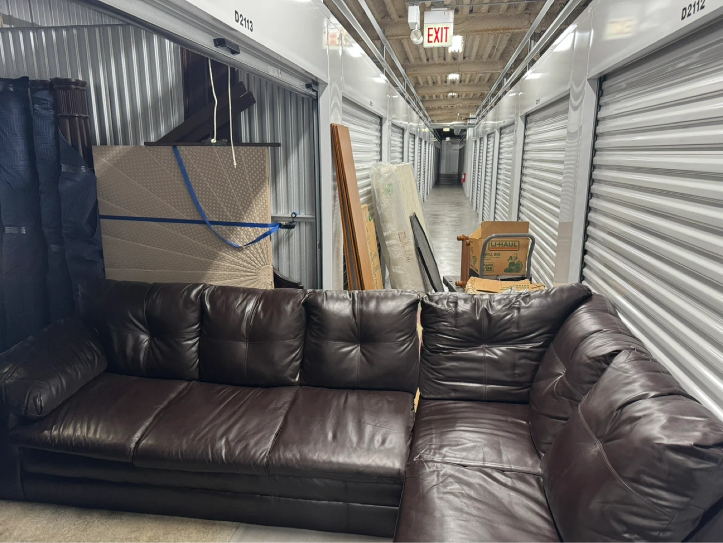 Brown Leather Sectional Sofa - photo 3