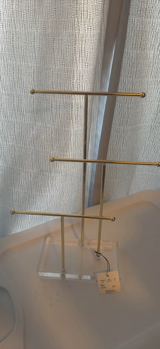 Gold Tone Tiered Jewelry Organizer Stand