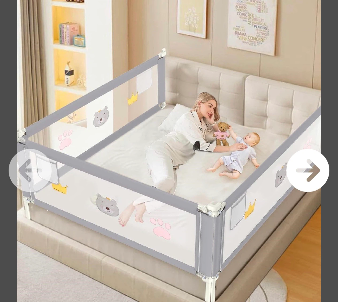 3 side Bed Rail Guard for Toddlers