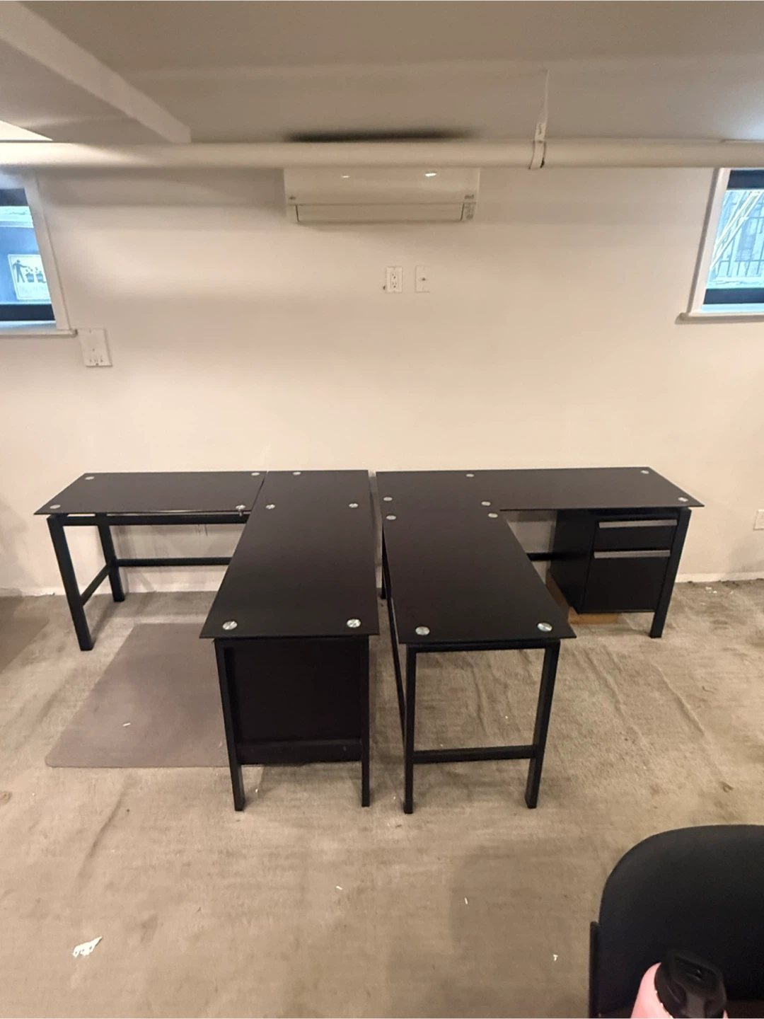 Black L-Shaped Glass Desk with Drawer Unit - photo 5