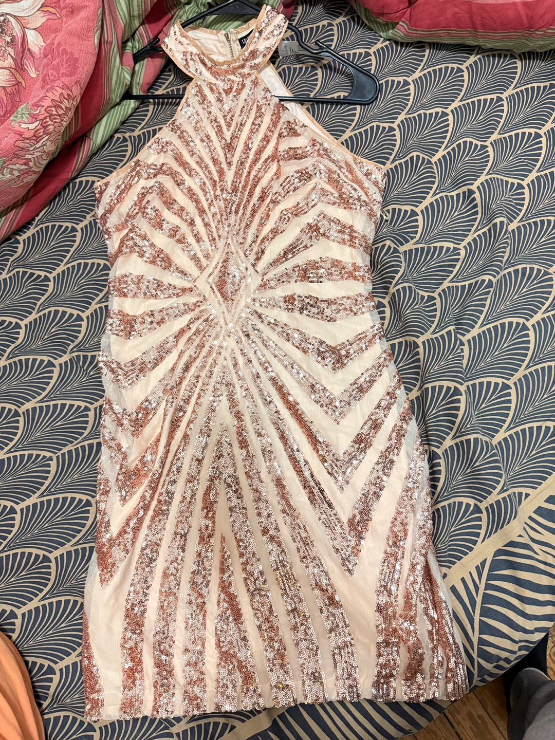 Fashion Nova Sequin Halter Dress