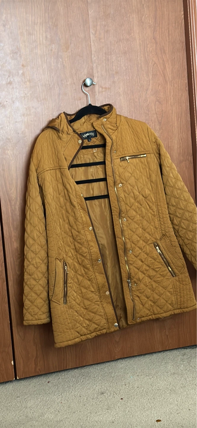 Quilted Hooded Jacket - Mustard - photo 2