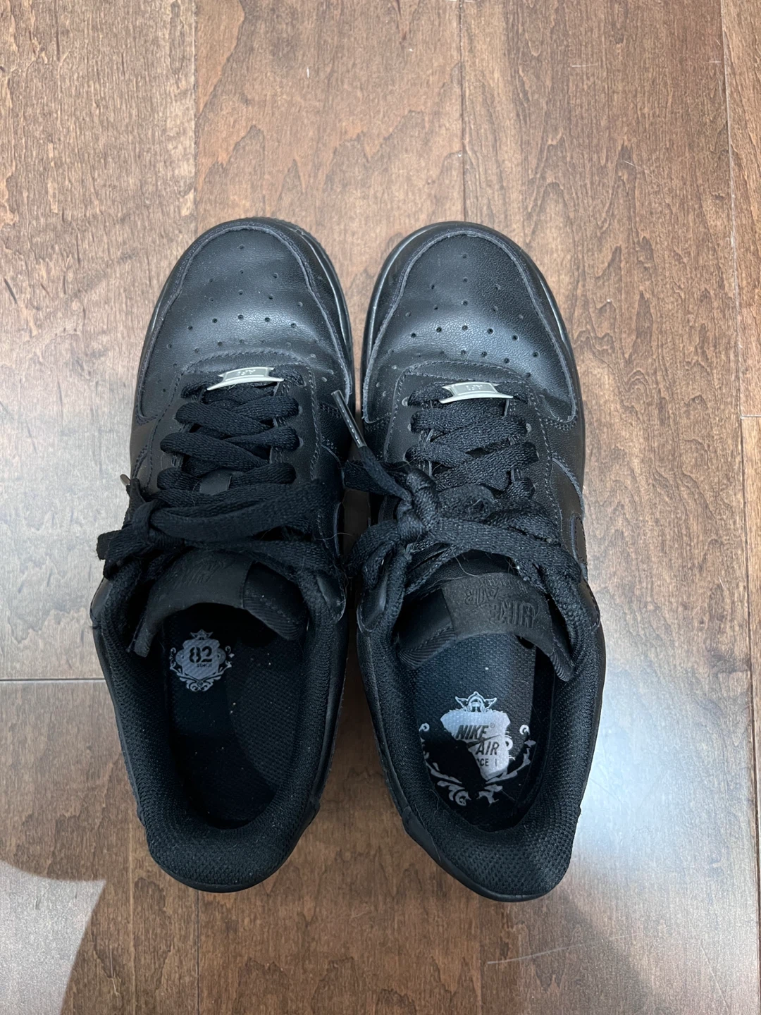 Nike Air Force 1 Black Leather Sneakers- women US7 - photo 2