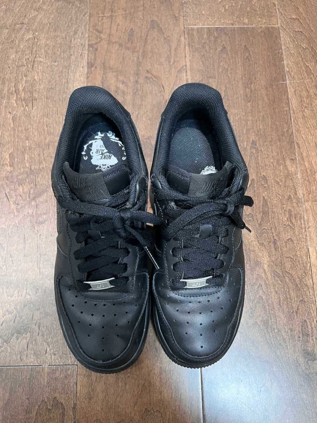 Nike Air Force 1 Black Leather Sneakers- women US7 - photo 3
