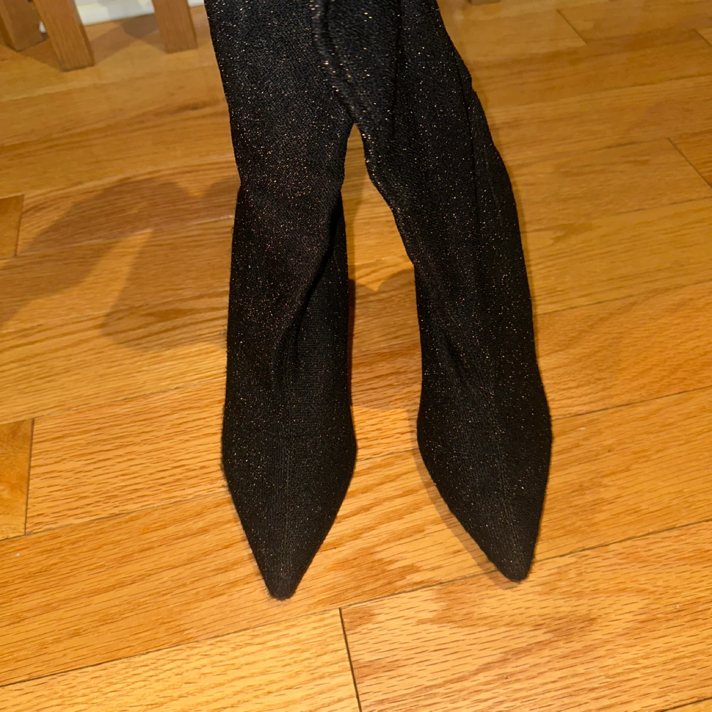 Black Sparkly Thigh-High Stiletto Boots - photo 5