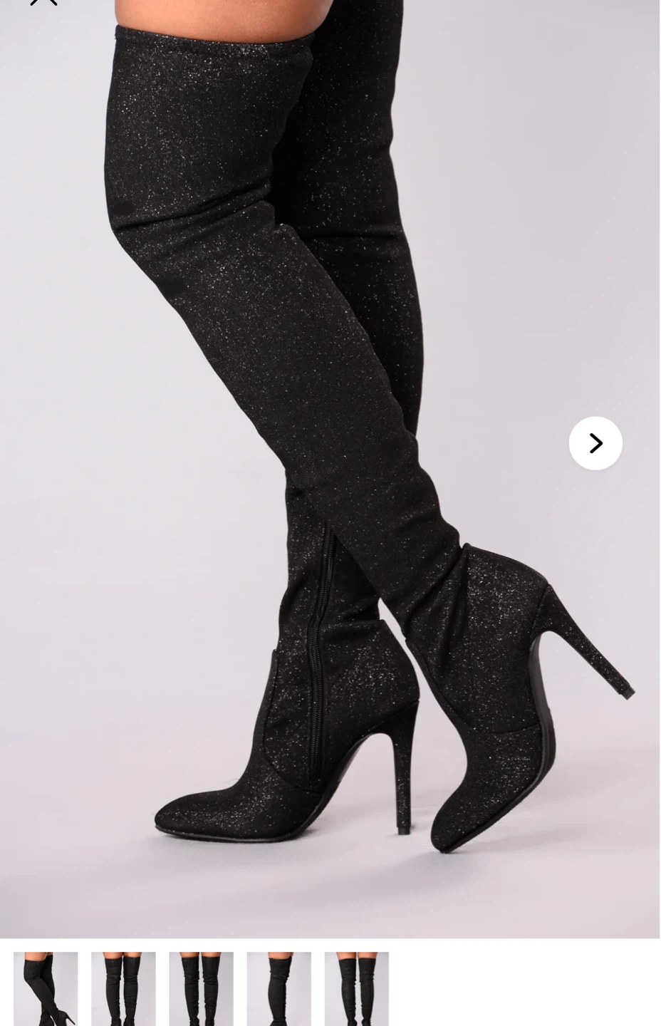Black Sparkly Thigh-High Stiletto Boots