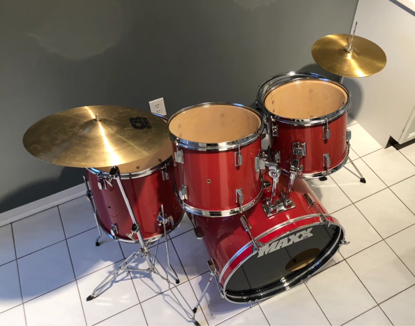 Funky retro 80’s drum set - orange coral - photo 3