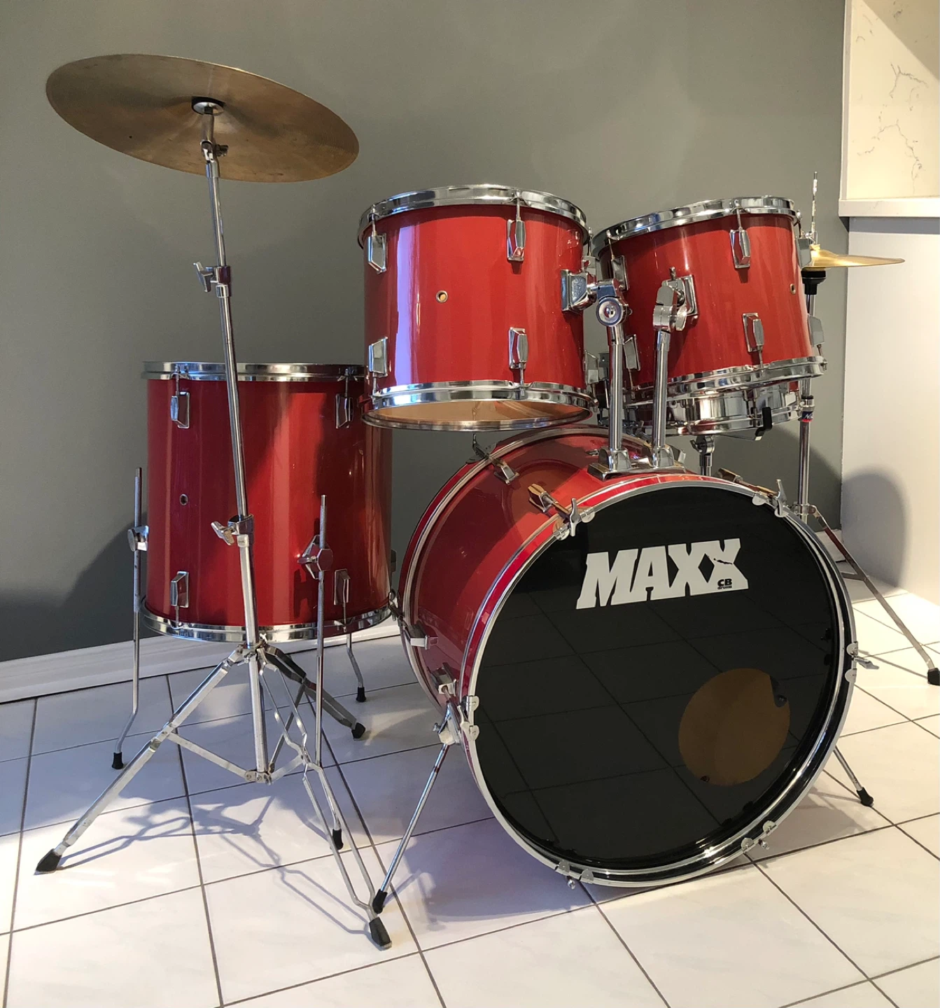 Funky retro 80’s drum set - orange coral - photo 5