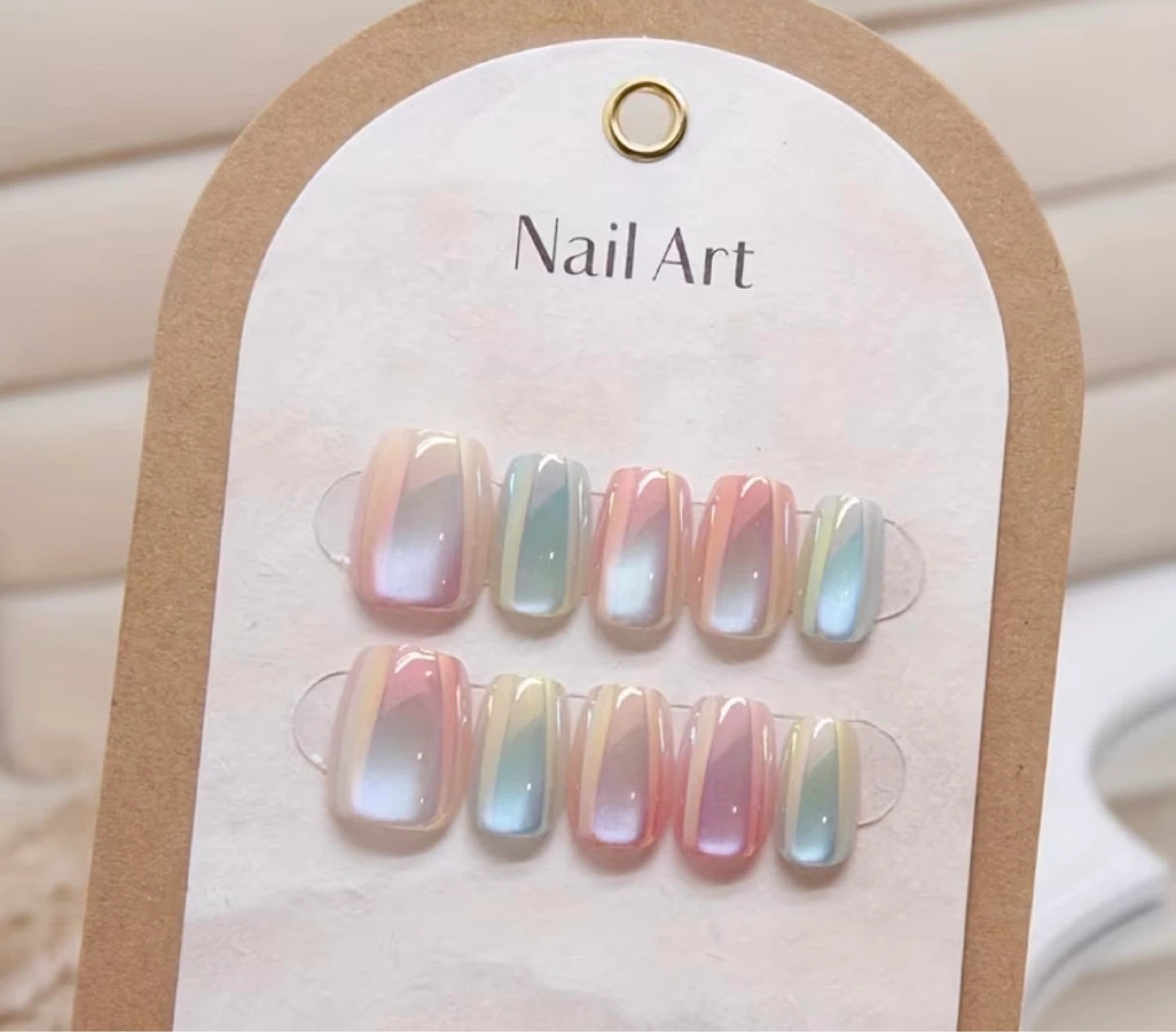 Press-On nail cat eye design - photo 3