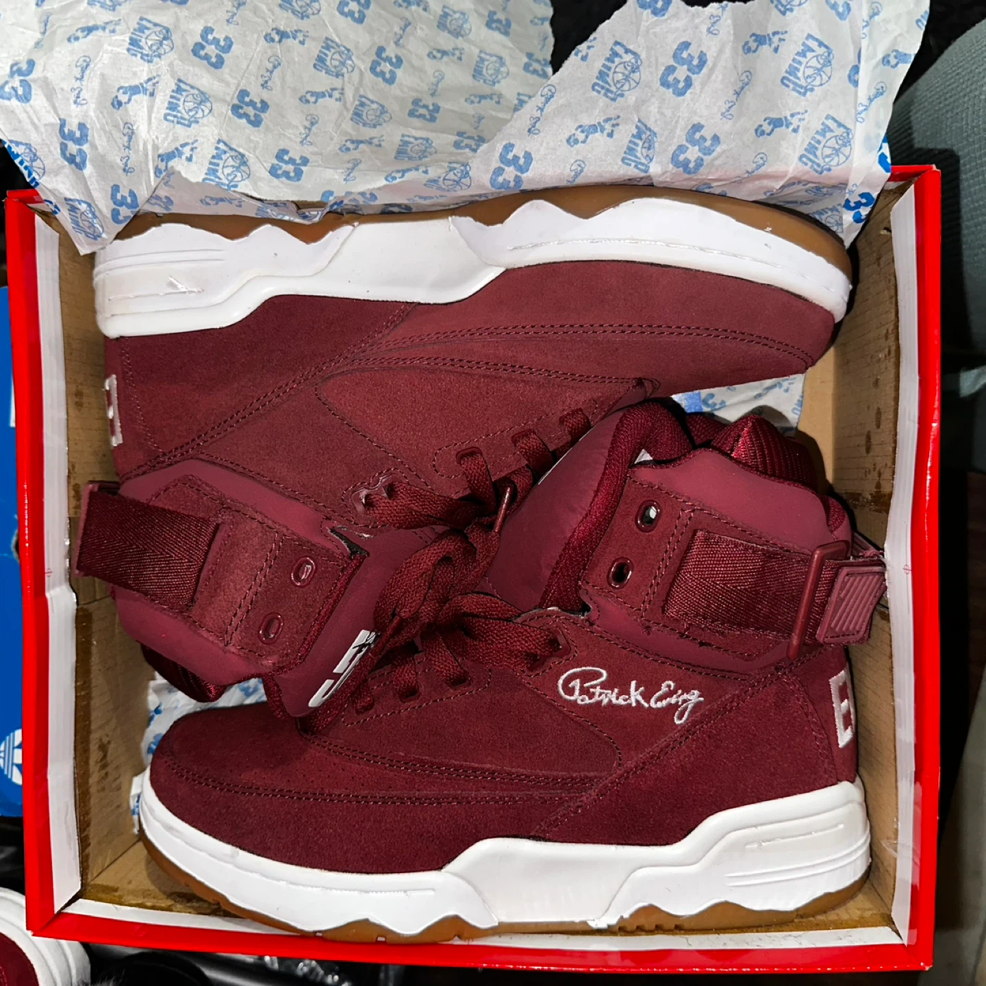 Ewing 33 Hi Burgundy High Top Sneakers