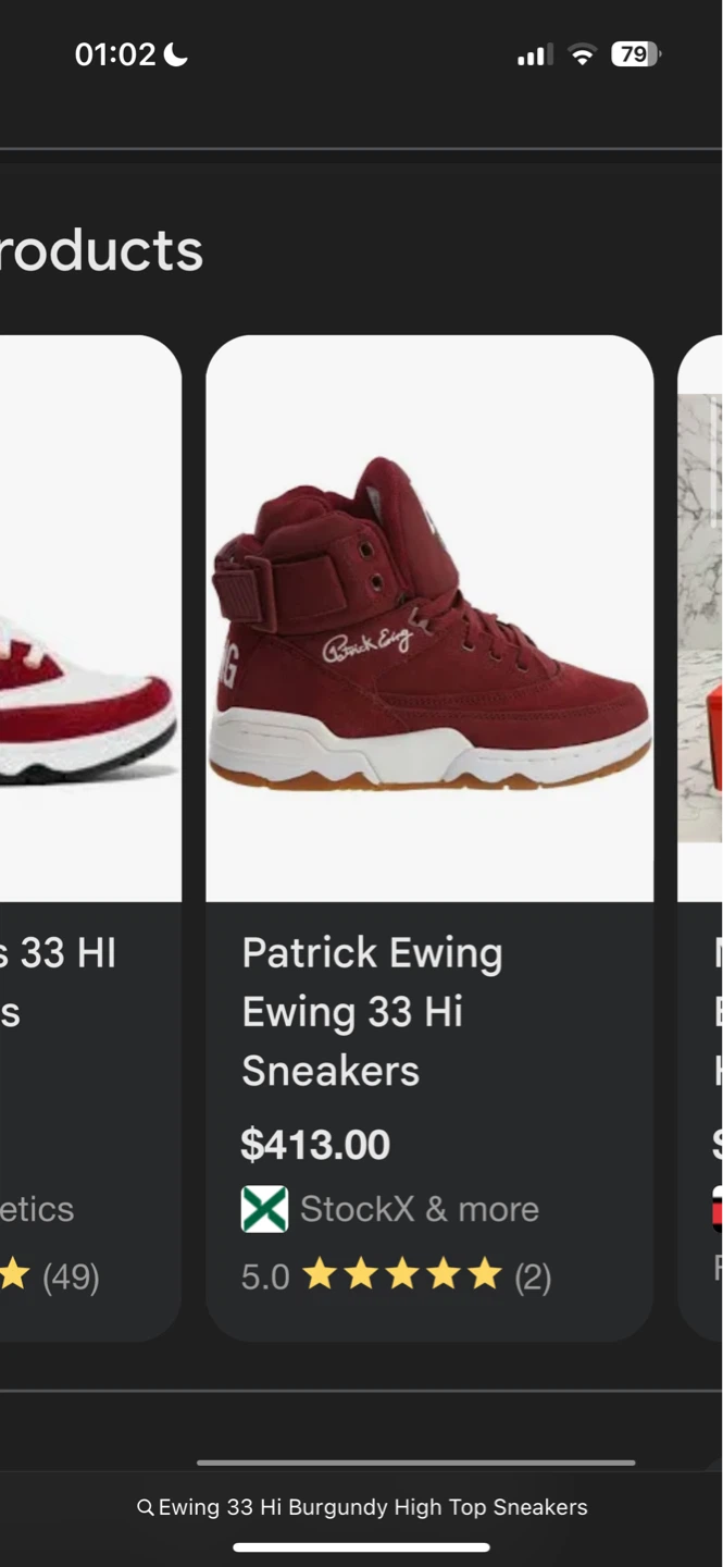 Ewing 33 Hi Burgundy High Top Sneakers - photo 4