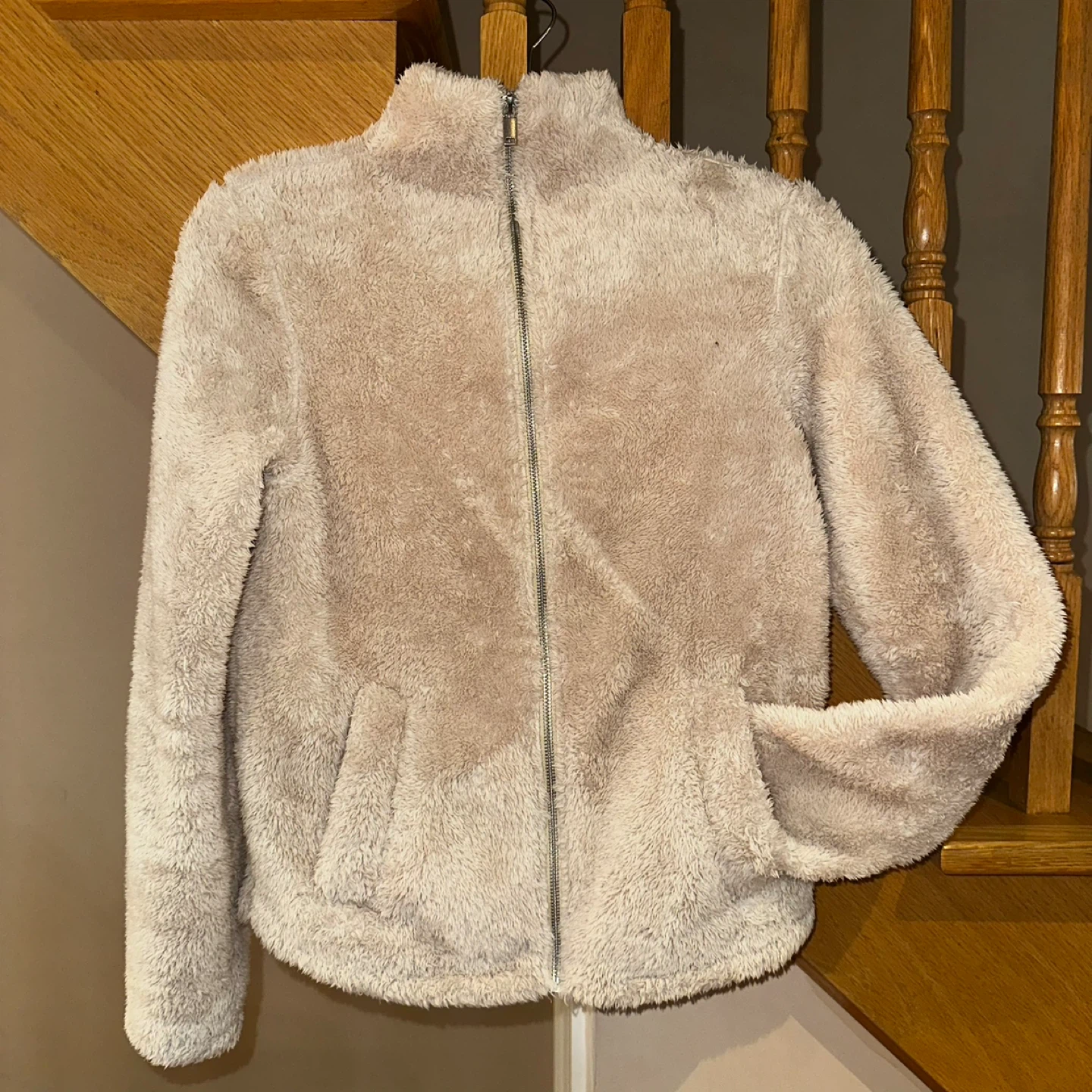 Beige Teddy Fleece Zip-Up Jacket XS-S