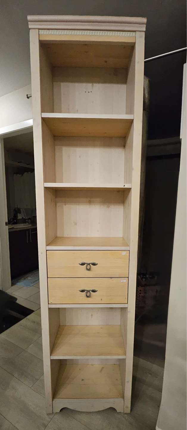 FREE: Natural Wood Bookshelf with Drawers